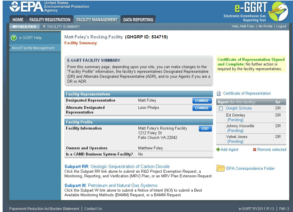 Facility Summary page image
